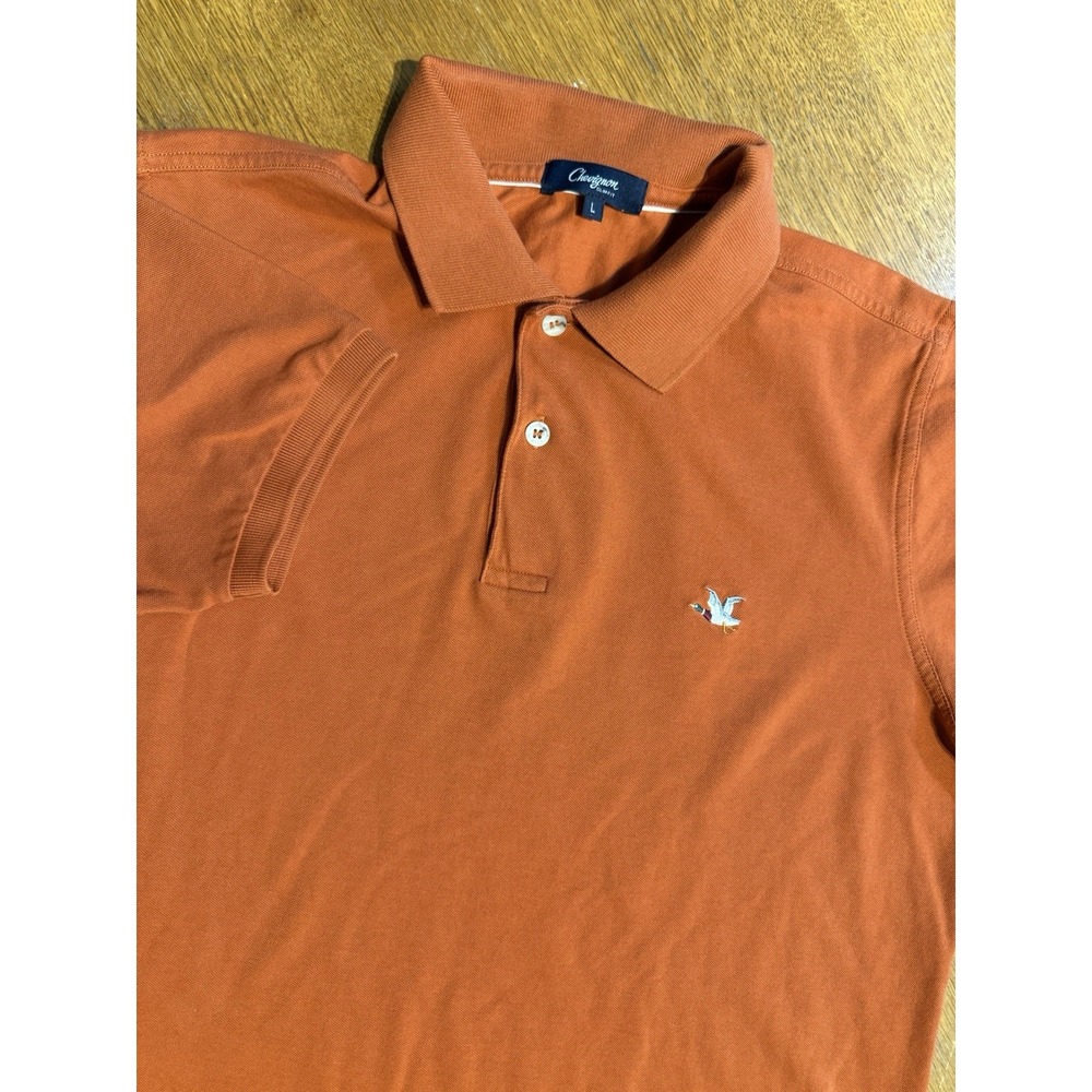 Chevignon Kuna Polo Shirt Mens L Burnt Orange Mallard Duck Logo Slim Fit Pique